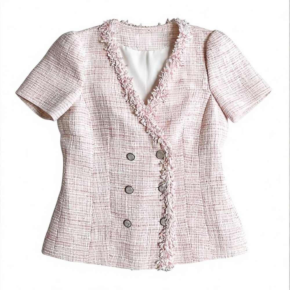 central park west New York City tweed pink maizie  blazer jacket size S Small - Picture 13 of 13
